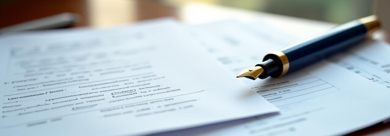 Calligraphy pen on top of a formal shipping document