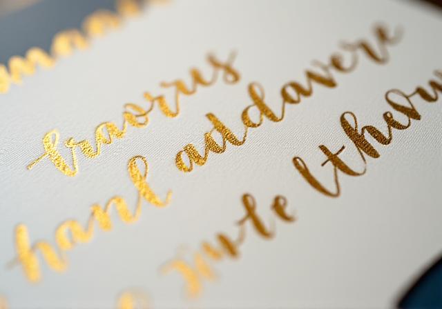 Elegant gold ink wedding invitation calligraphy
